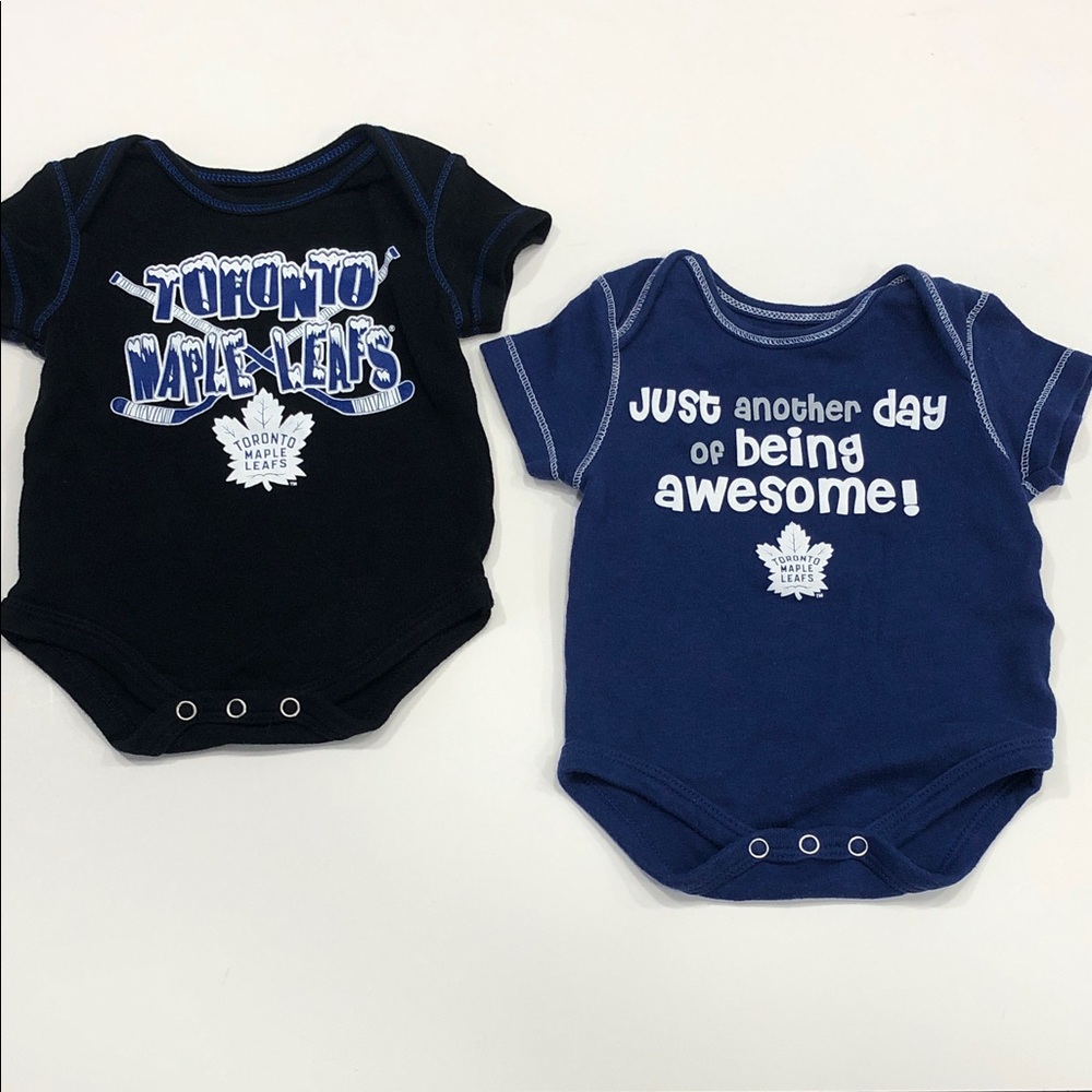 Toronto Maple Leafs Bodysuit Set (2-Pack) – Size 0–3 Months – Blue & Black